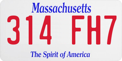 MA license plate 314FH7
