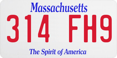 MA license plate 314FH9