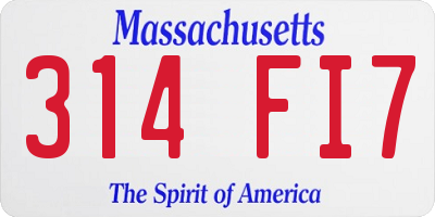 MA license plate 314FI7