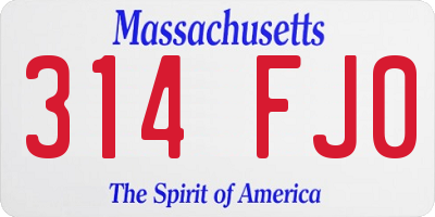 MA license plate 314FJ0