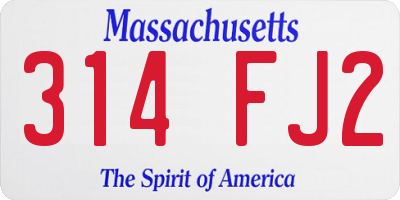 MA license plate 314FJ2