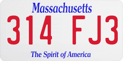 MA license plate 314FJ3