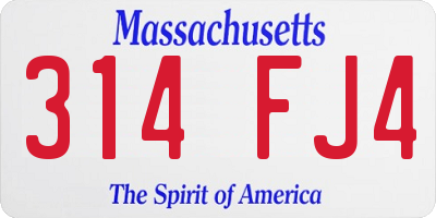 MA license plate 314FJ4