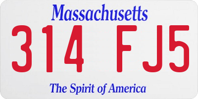 MA license plate 314FJ5