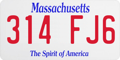 MA license plate 314FJ6