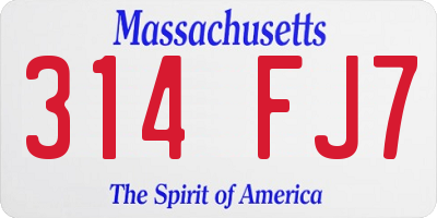 MA license plate 314FJ7