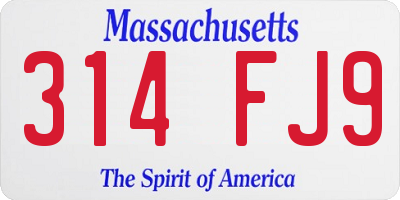 MA license plate 314FJ9