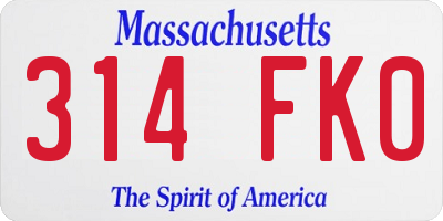 MA license plate 314FK0