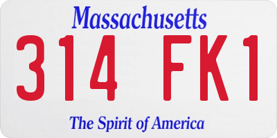 MA license plate 314FK1