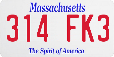 MA license plate 314FK3
