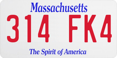 MA license plate 314FK4