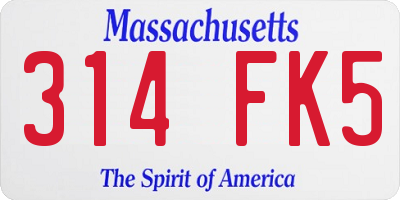 MA license plate 314FK5