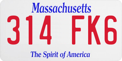 MA license plate 314FK6