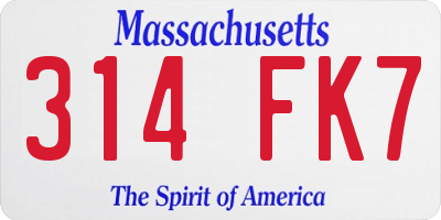 MA license plate 314FK7