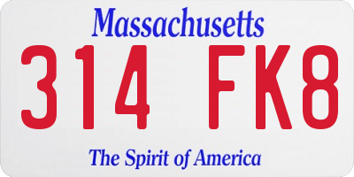 MA license plate 314FK8