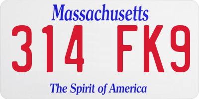 MA license plate 314FK9