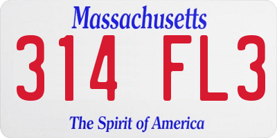 MA license plate 314FL3