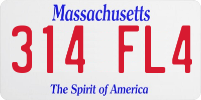 MA license plate 314FL4