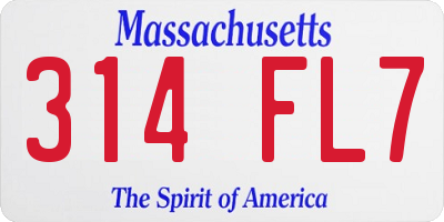 MA license plate 314FL7