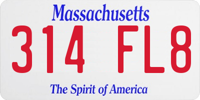 MA license plate 314FL8