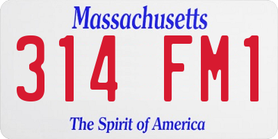 MA license plate 314FM1