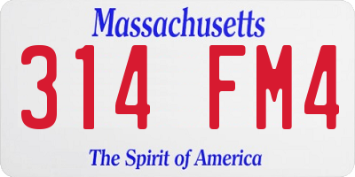 MA license plate 314FM4
