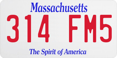 MA license plate 314FM5
