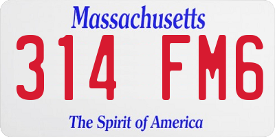 MA license plate 314FM6