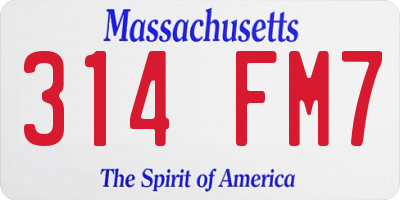 MA license plate 314FM7