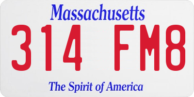 MA license plate 314FM8