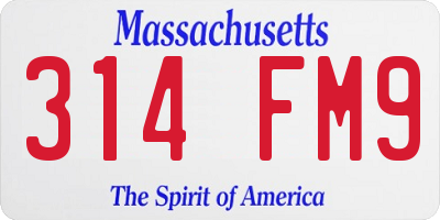 MA license plate 314FM9