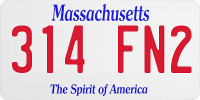 MA license plate 314FN2