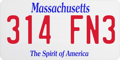 MA license plate 314FN3