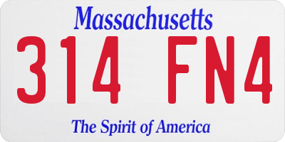 MA license plate 314FN4