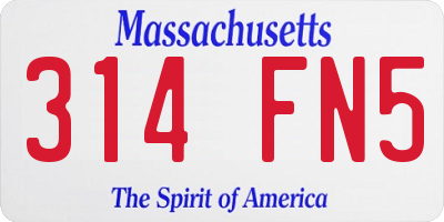 MA license plate 314FN5