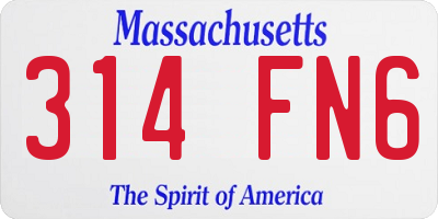MA license plate 314FN6