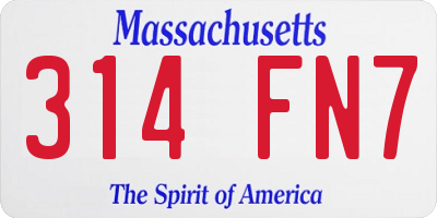 MA license plate 314FN7