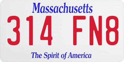 MA license plate 314FN8