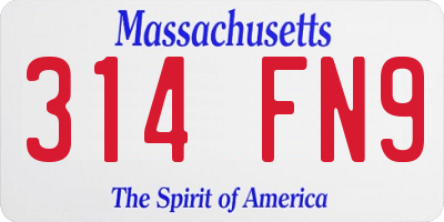 MA license plate 314FN9