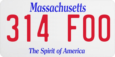 MA license plate 314FO0