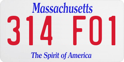 MA license plate 314FO1