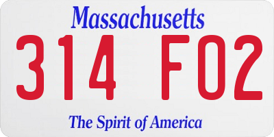 MA license plate 314FO2