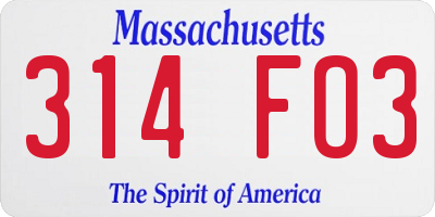 MA license plate 314FO3
