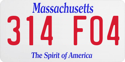 MA license plate 314FO4
