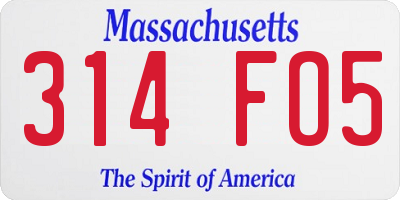MA license plate 314FO5
