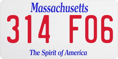 MA license plate 314FO6