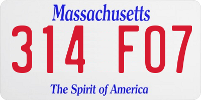 MA license plate 314FO7