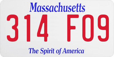 MA license plate 314FO9