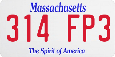 MA license plate 314FP3