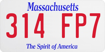 MA license plate 314FP7
